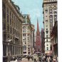 Wall Street Trinity Church New York ca 1910 Vintage Postcard Leighton NM