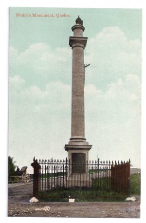 Wolfe's Monument Quebec Canada c 1910 Vintage Postcard NM