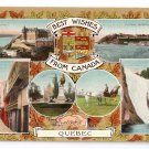 Best Wishes Gilt Multiview Quebec Canada c 1910 Vintage Postcard NM