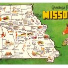 Greetings from Missouri Map Postcard MO Dexter Press Chrome