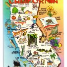 Greetings from California Map Postcard CA Tichnor Lusterchrome