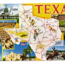 Greetings from Texas Map Postcard TX Multiview Chrome