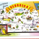 Greetings from Nebraska Map Postcard NE Tichnor Chrome