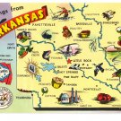 Greetings from Arkansas Map Postcard AR Tichnor Luster Chrome