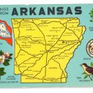 Greetings from Arkansas Map Postcard AR Curteich Chrome