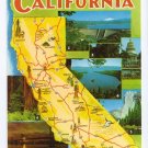 Greetings from California Map Postcard CA Roberts Chrome