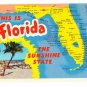 Greetings from Florida Map Postcard FL Curteich 1964 Chrome