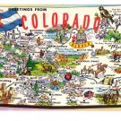 Greetings from Colorado Map Postcard CO Tichnor Chrome
