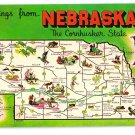 Greetings from Nebraska Map Postcard NE Chrome