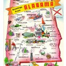 Greetings from Alabama Map Postcard AL Tichnor Chrome
