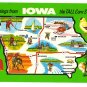 Greetings from Iowa Map Postcard IA Chrome