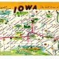 Greetings from Iowa Map Postcard IA DunlopChrome