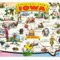 Greetings from Iowa Map Postcard IA Tichnor Chrome
