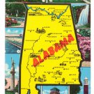 Greetings from Alabama Map Postcard AL 1956 Curteich Chrome