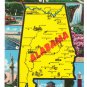 Greetings from Alabama Map Postcard AL 1956 Curteich Chrome