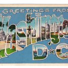 Greetings from Washington DC Large Letter Postcard 1938 Linen
