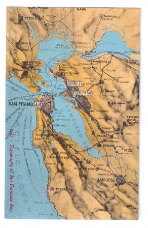 San Francisco Bay Map Postcard CA ca 1910