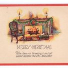 Arts and Crafts Style Vintage Christmas Postcard Fireplace