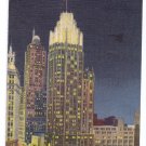 Tribune Tower by night Chicago IL Curteich Linen