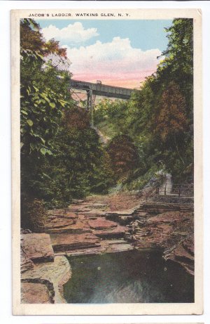 Watkins Glen NY Jacob's Ladder Tichnor Vintage Postcard