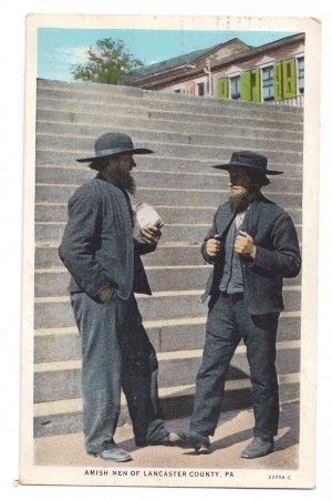 Amish Men Mennonite Lancaster County PA Curteich 1933