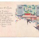 Easter Arts & Crafts Era Poem Postcard Birds Lilies Litho