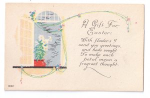 Easter Arts & Crafts Era Poem Postcard Lilies Litho