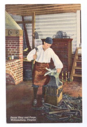 Williamsburg VA Deane Shop Forge Blacksmith Linen Curteich