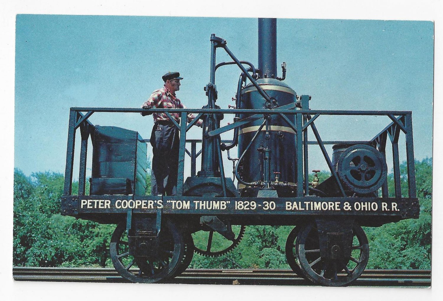 Train Railroad Postcard B&O Museum Tom Thumb Replica first Steam Locomotive RR