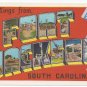 Fort Jackson SC Large Letter Greetings 1940s Linen Postcard