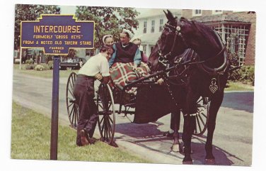 Intercourse PA Amish Teens Socializing Horse Buggy Vintage 1969 Postcard
