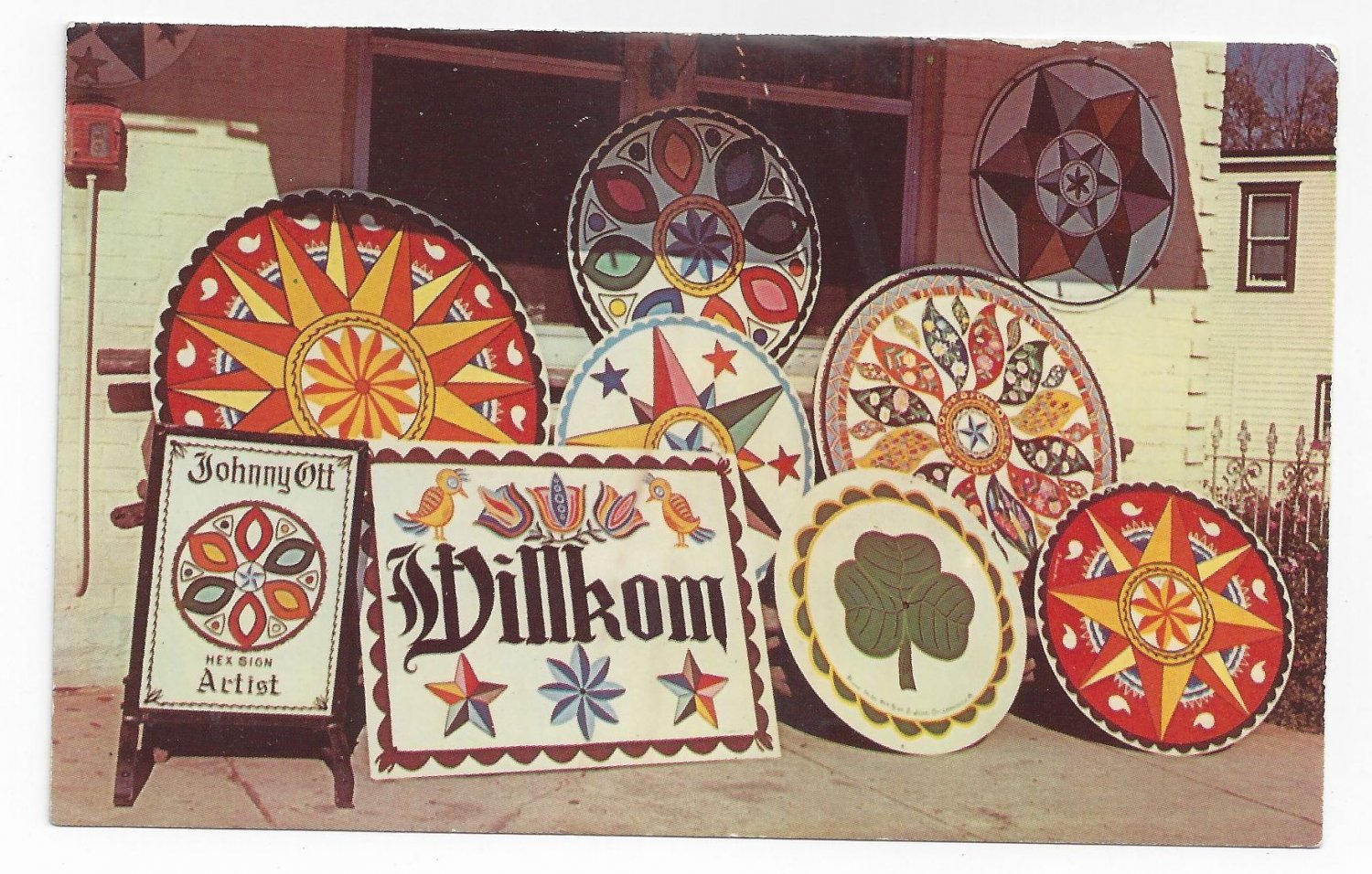 Amish Pennsylvania Dutch Hex Signs for Sale Vintage Postcard