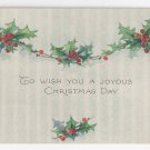 Christmas Postcard Holly Vintage 1917 Gibson Art
