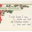 Christmas Poem Postcard Embossed Holly Vintage ca 1913