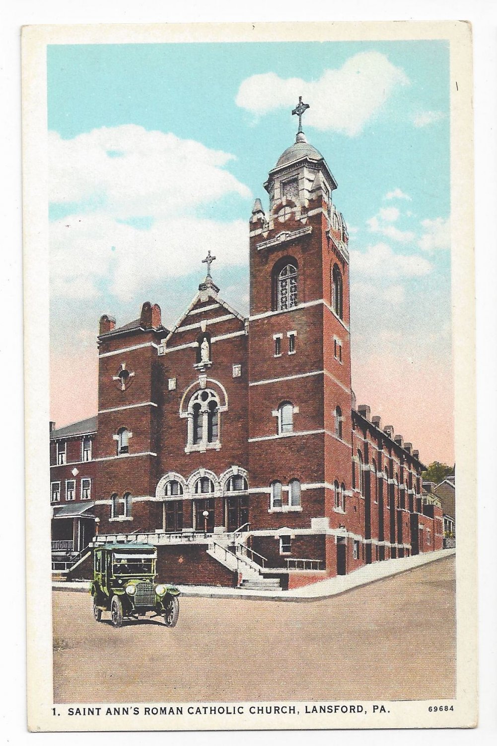 Lansford PA Saint Anns Roman Catholic Church Vintage Curteich Postcard