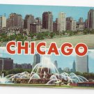 IL Chicago Gold Coast Skyline Buckingham Fountain Dual View Vintage Postcard