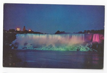 Canada Niagara Falls American Falls Illuminated Vintage Postcard