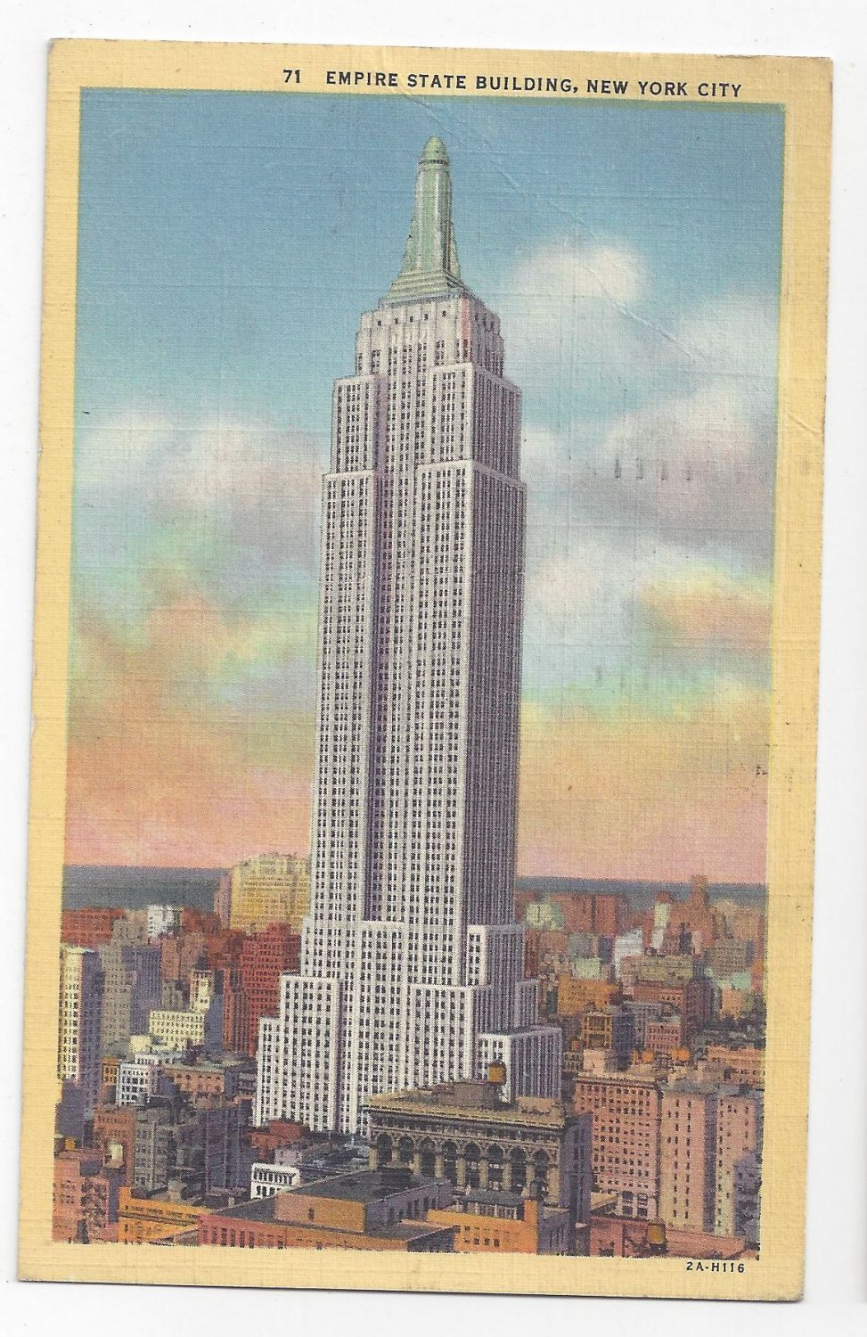 NY Empire State Building New York City Vintage 1947 Linen Postcard