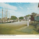 CT Mystic Seaport Boats Cobblestone Street Vintage Postcard 4X6