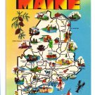 Greetings Maine State Map Cities Attractions Industry Vtg Postcard