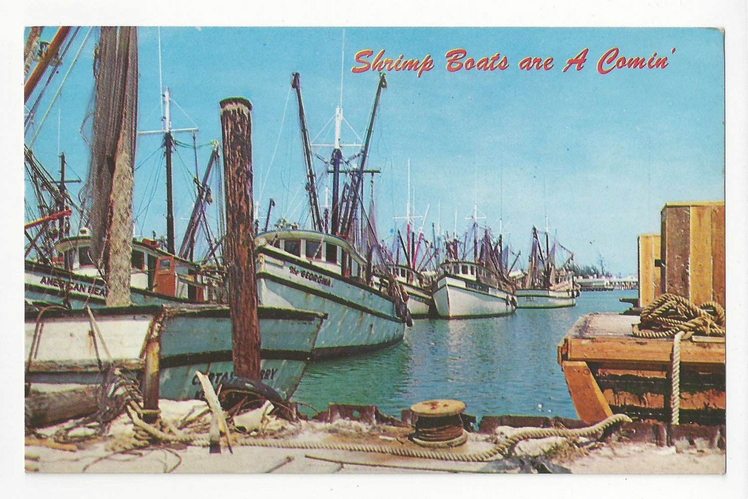 Florida Key West Shrimp Boats Vintage Postcard