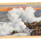 NJ Atlantic City Giant Breaker Atlantic Ocean Vintage Linen Postcard