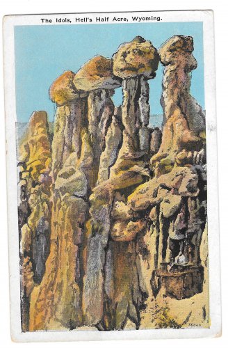 WY Hells Half Acre The Idols Rock Formation Vintage Postcard