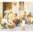 Venetian Flower Vendor De Blaas Haussner's Restaurant Baltimore MD Vtg Postcard