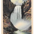 WY Yellowston Park Lower Falls from Below Vtg Haynes Linen Postcard 37047E Wyoming