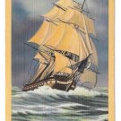 Frigate Constitution Old Ironsides Boston MA Vtg Linen Postcard