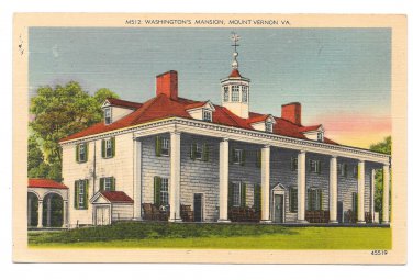 Mount Vernon Washington's Mansion VA Vintage 1947 Linen Postcard