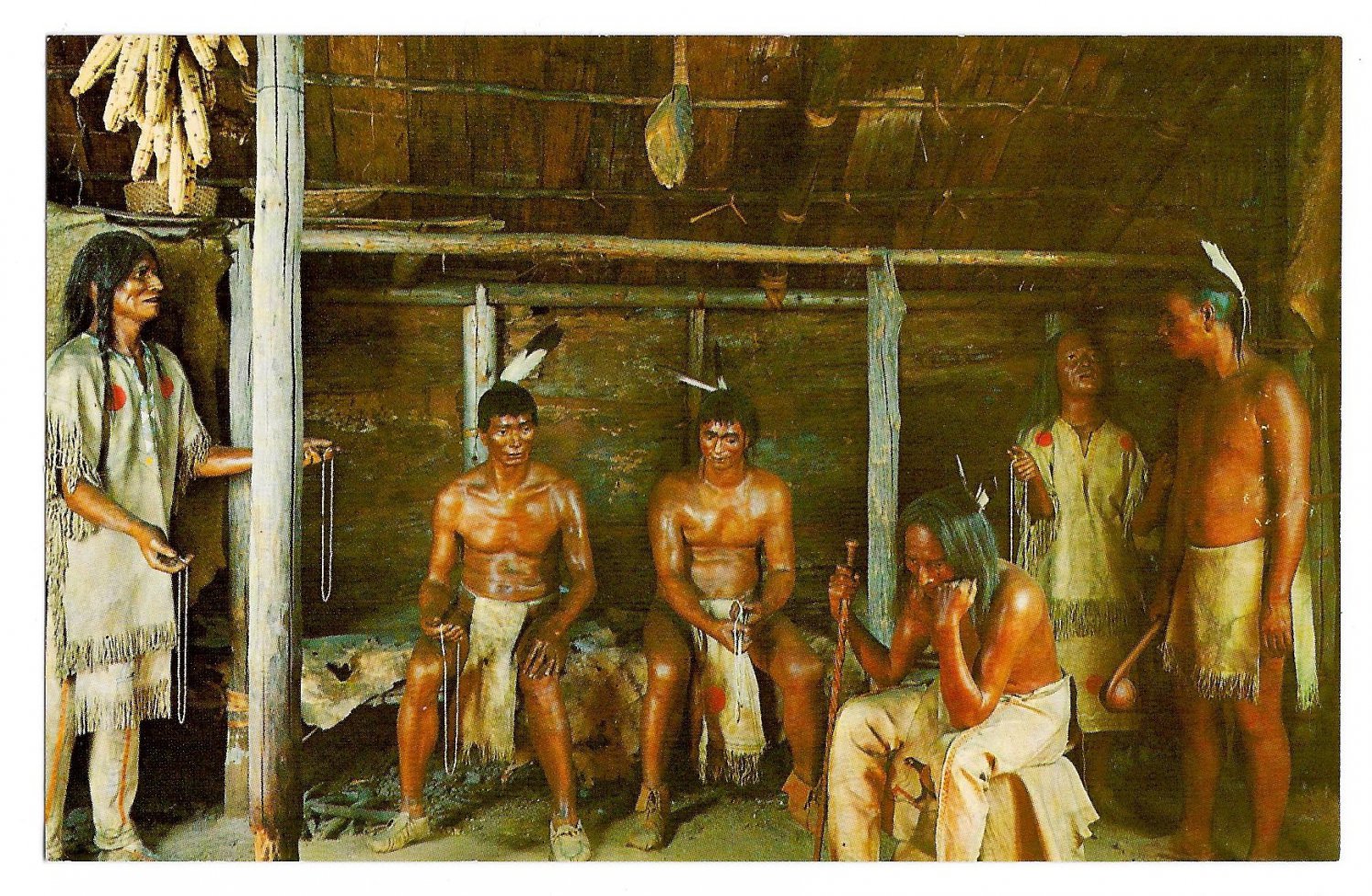 turtle-clan-native-american-indian-exhibit-vintage-new-york-museum-postcard