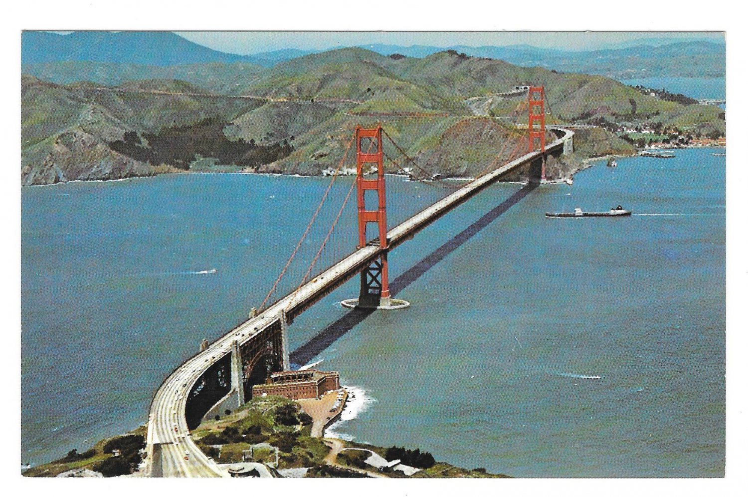 CA San Francisco Golden Gate Bridge Aerial View Vintage Postcard