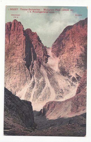 Italy Alps Tirol Molignon Pass Rosengartengruppe Vintage Postcard